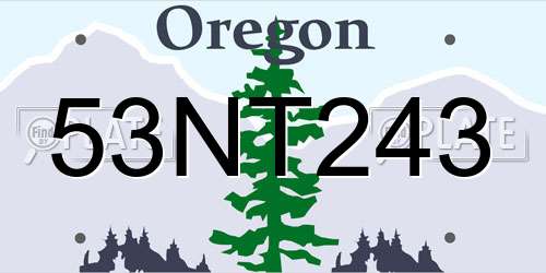 53NT243 Oregon License Plate