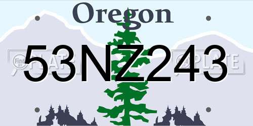 53NZ243 Oregon License Plate