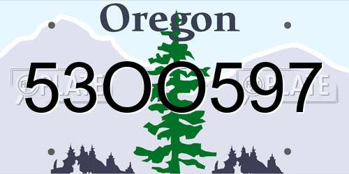 53OO597 Oregon License Plate