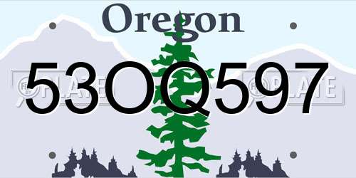 53OQ597 Oregon License Plate