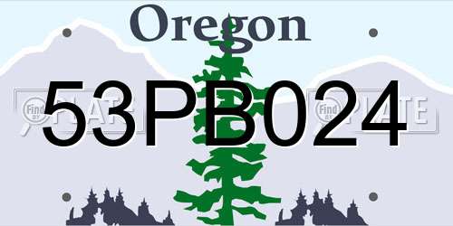 53PB024 Oregon License Plate