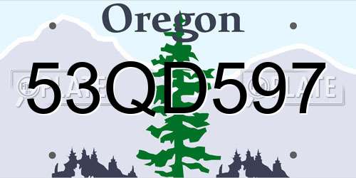 53QD597 Oregon License Plate
