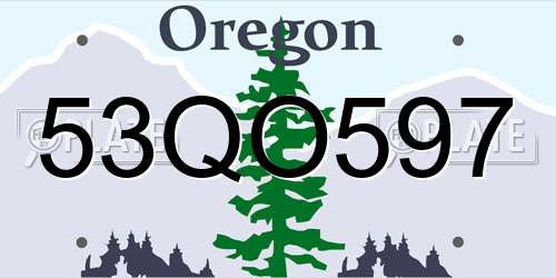 53QO597 Oregon License Plate