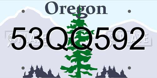 53QQ592 Oregon License Plate