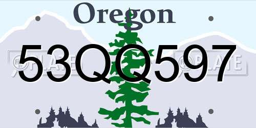 53QQ597 Oregon License Plate
