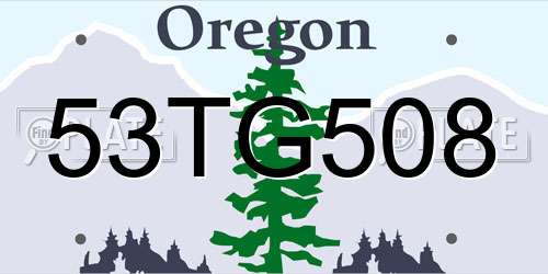 53TG508 Oregon License Plate