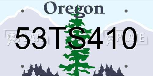 53TS410 Oregon License Plate