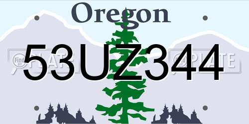 53UZ344 Oregon License Plate