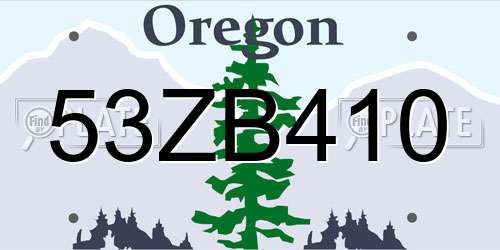 53ZB410 Oregon License Plate