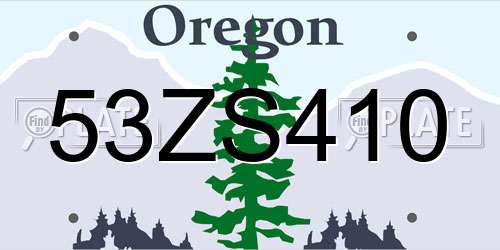 53ZS410 Oregon License Plate