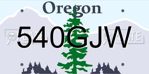 540GJW Oregon License Plate