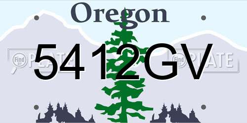 5412GV Oregon License Plate