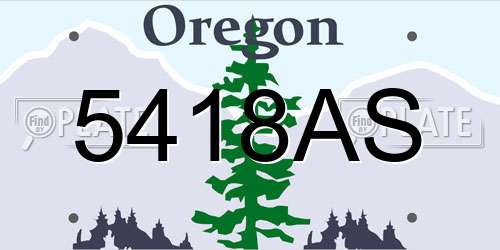 5418AS Oregon License Plate