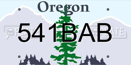 541BAB Oregon License Plate