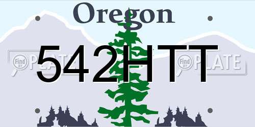 542HTT Oregon License Plate