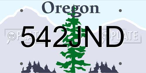542JND Oregon License Plate