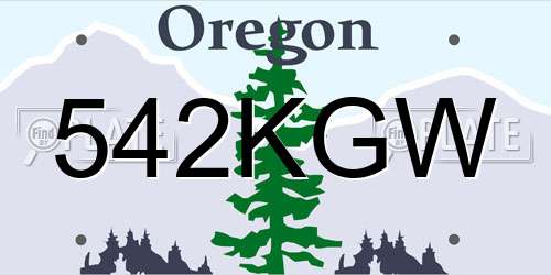 542KGW Oregon License Plate
