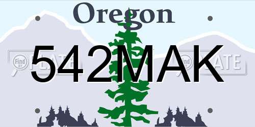 542MAK Oregon License Plate