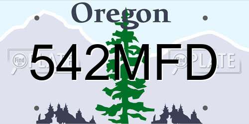 542MFD Oregon License Plate