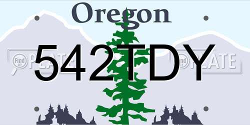 542TDY Oregon License Plate