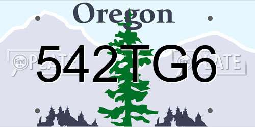 542TG6 Oregon License Plate