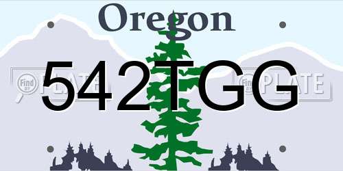 542TGG Oregon License Plate