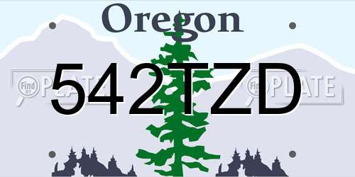 542TZD Oregon License Plate