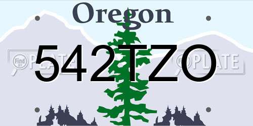 542TZO Oregon License Plate