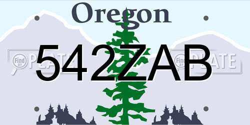 542ZAB Oregon License Plate