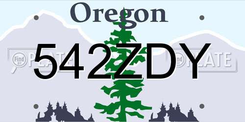 542ZDY Oregon License Plate