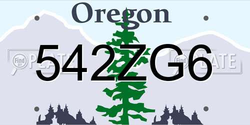 542ZG6 Oregon License Plate