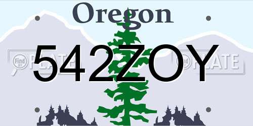 542ZOY Oregon License Plate
