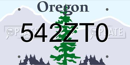 542ZT0 Oregon License Plate