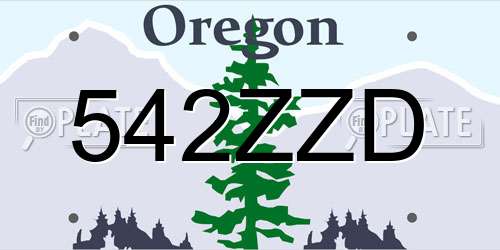 542ZZD Oregon License Plate