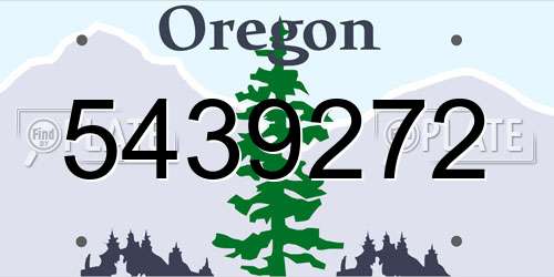 5439272 Oregon License Plate