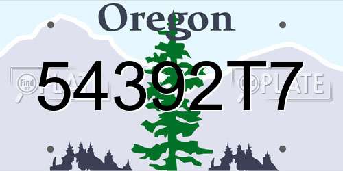 54392T7 Oregon License Plate