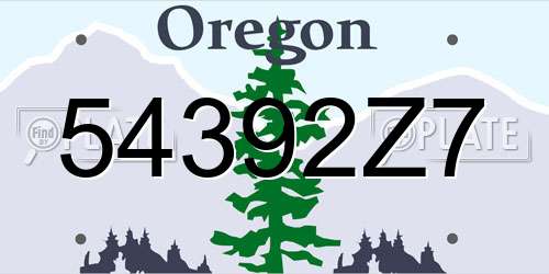 54392Z7 Oregon License Plate