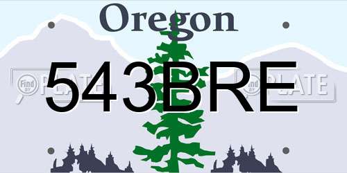 543BRE Oregon License Plate