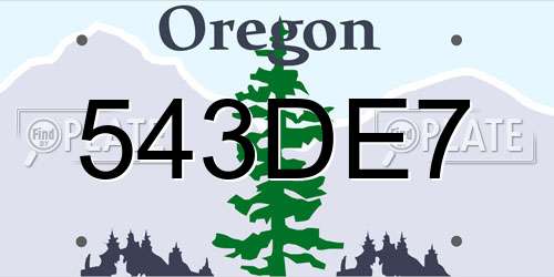 543DE7 Oregon License Plate
