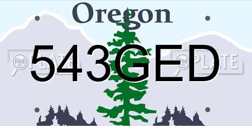 543GED Oregon License Plate