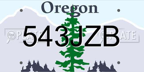 543JZB Oregon License Plate