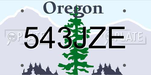 543JZE Oregon License Plate
