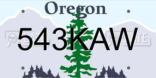 543KAW Oregon License Plate