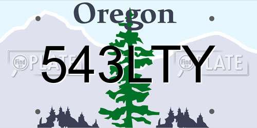 543LTY Oregon License Plate