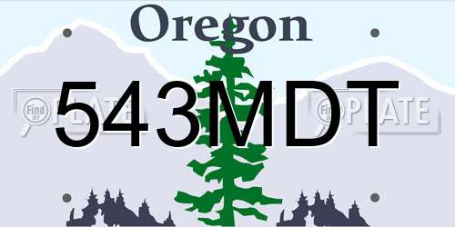 543MDT Oregon License Plate