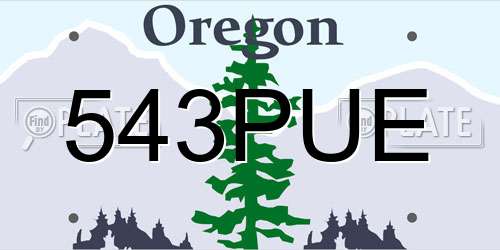 543PUE Oregon License Plate