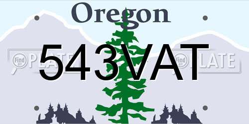543VAT Oregon License Plate
