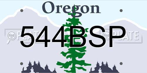 544BSP Oregon License Plate