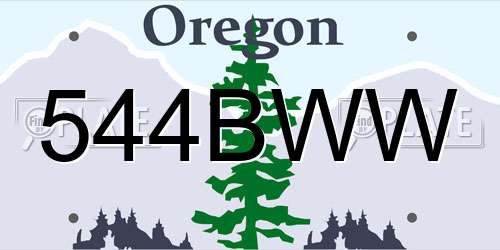 544BWW Oregon License Plate