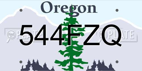 544FZQ Oregon License Plate